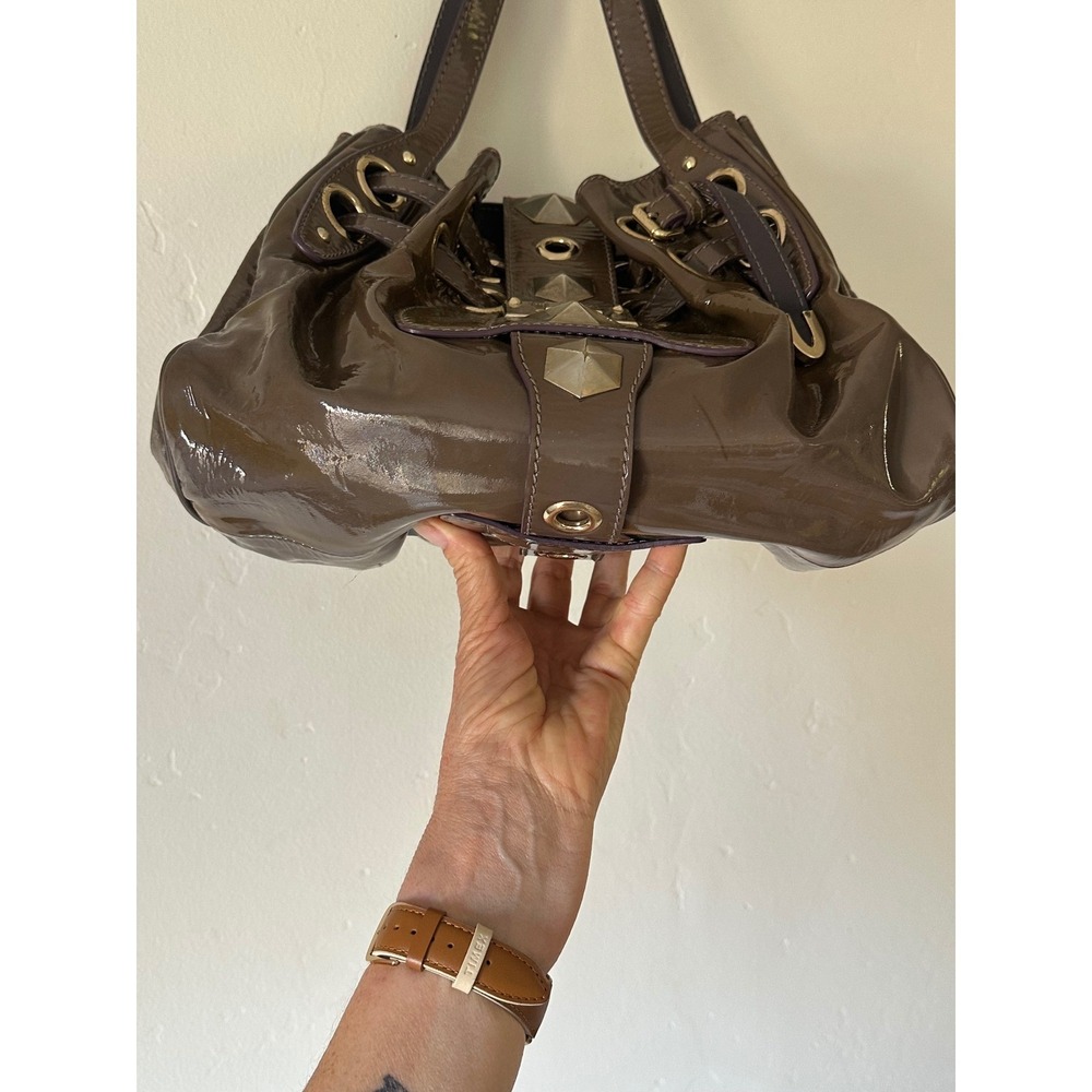 Jimmy Choo Ramona Shoulder Bag Taupe/Brown Patent Leather Made in Italy - Picture 6 of 15